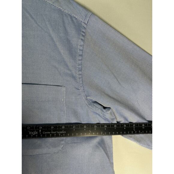 Peter Millar Shirt Mens Large Blue Nanoluxe Long Sleeve Button-Down Dress Shirt - Picture 4 of 8